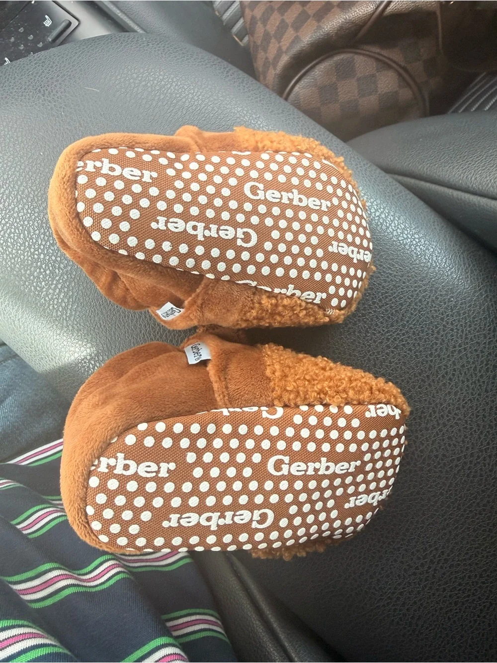 Gerber Toddler Plush Bear Slippers in Rust Orange
